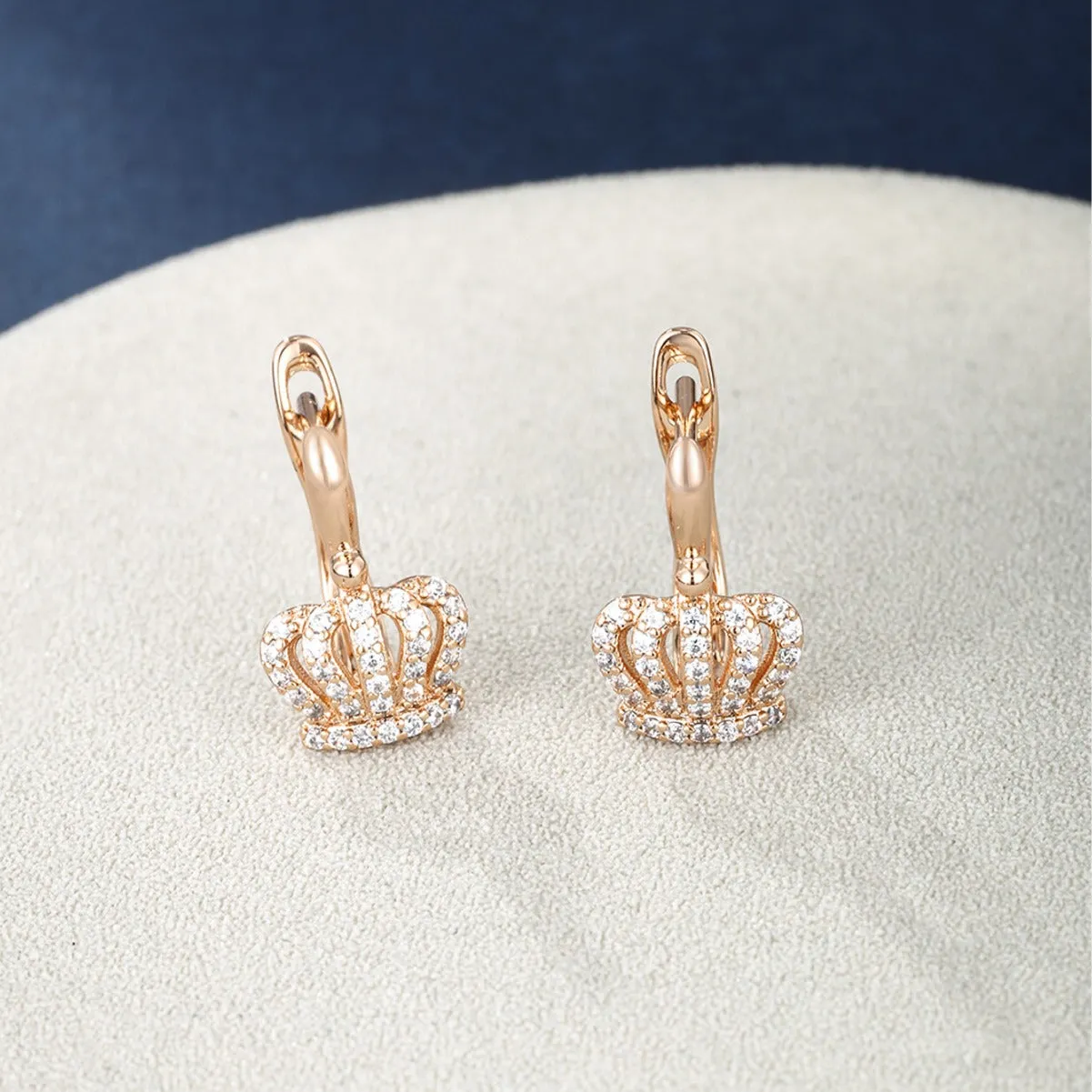 Micro-Encrusted Exquisite Crown Earrings