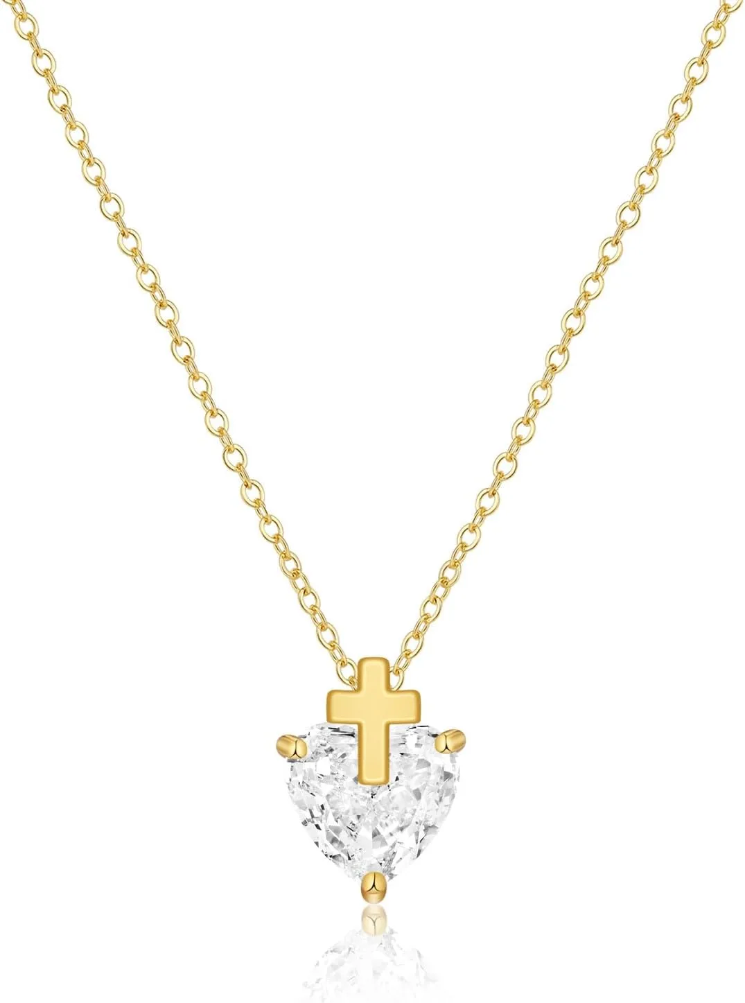 MIDEEO Diamond Necklaces for Women,Dainty 14k Gold Plated/Sterling Silver Choker Love Heart Gold Necklace Simple CZ Jewelry Silver Necklaces for Women Trendy Gifts