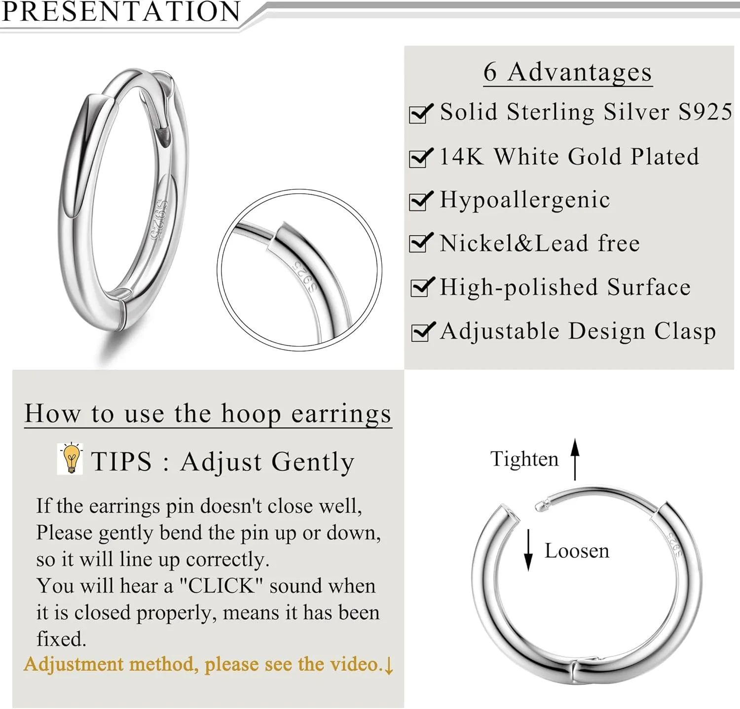 MILACOLATO 925 Sterling Silver Small Hoop Earring for Women Men 14K Gold Plated Huggie Hoop Earrings Hypoallergenic Cartilage Helix Piercing Sleeper Hoop Earrings for Sensitive Ears 8mm/10mm/12mm