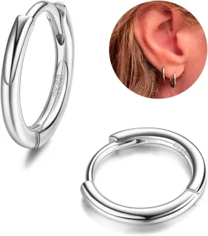 MILACOLATO 925 Sterling Silver Small Hoop Earring for Women Men 14K Gold Plated Huggie Hoop Earrings Hypoallergenic Cartilage Helix Piercing Sleeper Hoop Earrings for Sensitive Ears 8mm/10mm/12mm