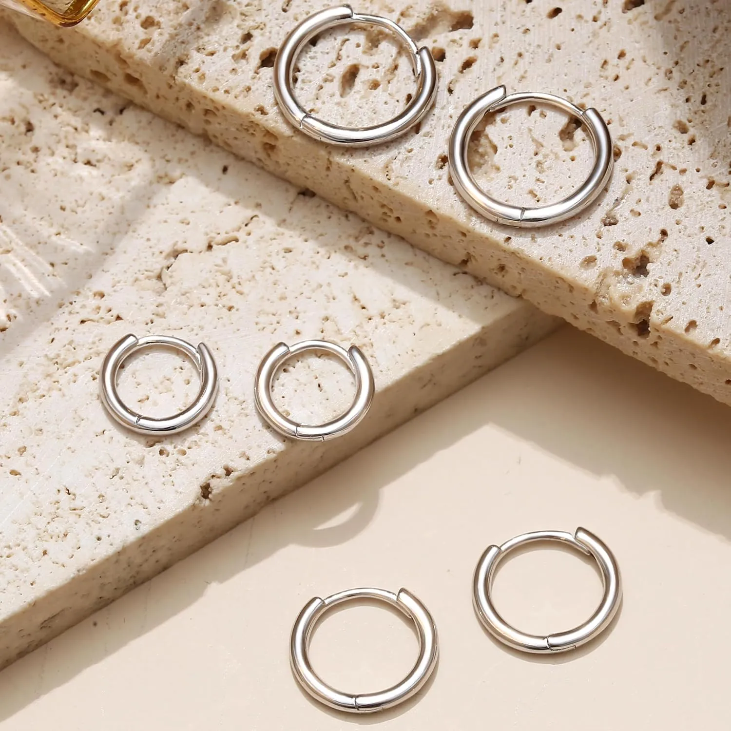 MILACOLATO 925 Sterling Silver Small Hoop Earring for Women Men 14K Gold Plated Huggie Hoop Earrings Hypoallergenic Cartilage Helix Piercing Sleeper Hoop Earrings for Sensitive Ears 8mm/10mm/12mm