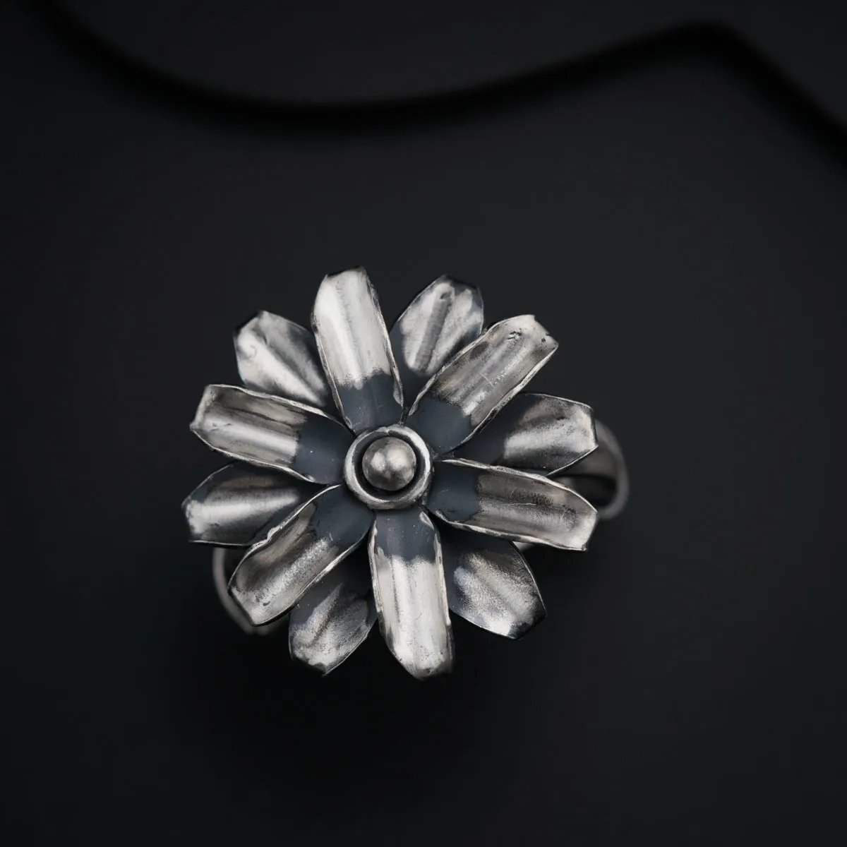 Mini Silver Soorajmukhi (Flower Motif) Ring