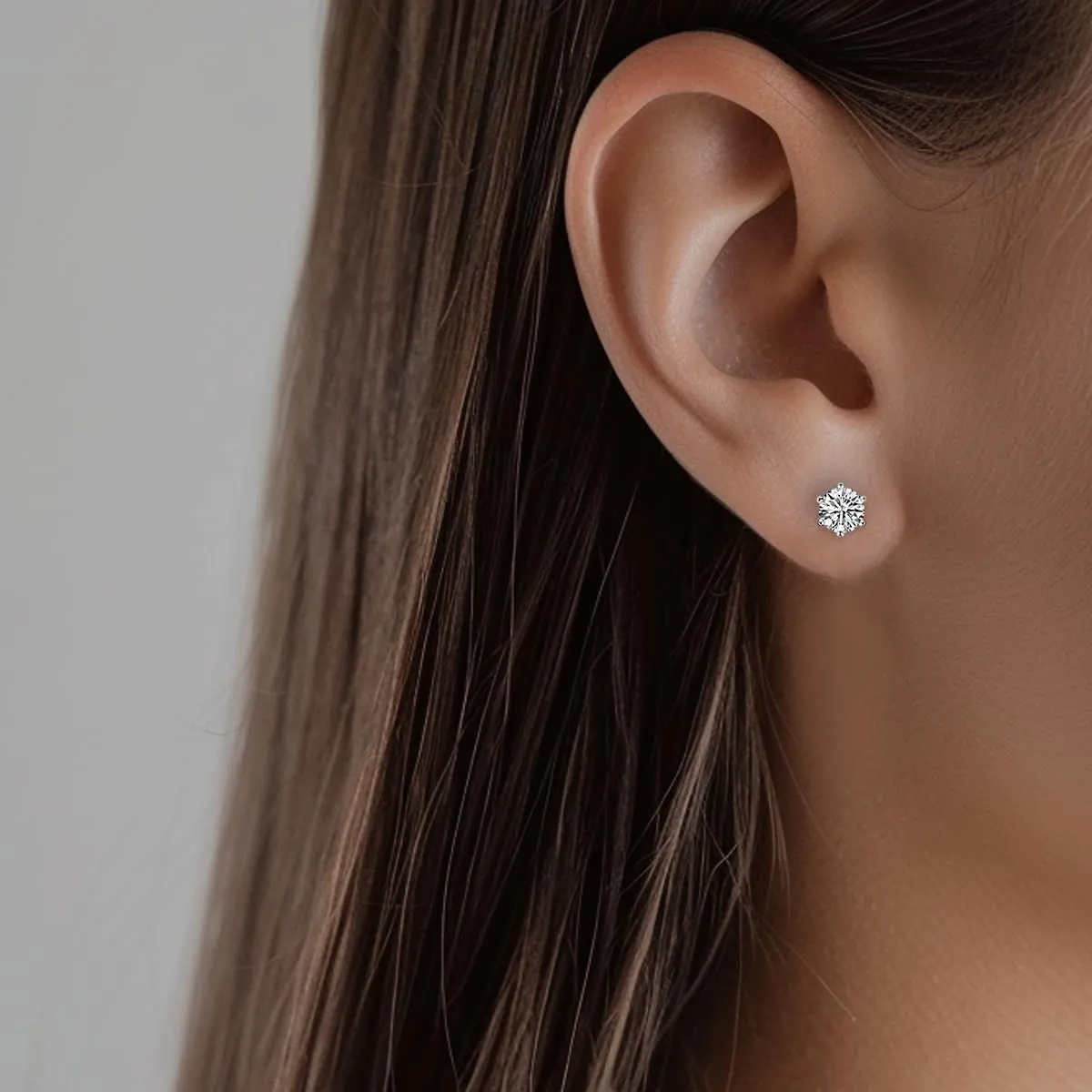 Moissanite Stud Earrings 1-2ct D Color VVS1 Clarity Round Cut 925 Sterling Silver Moissanite Earrings with 18K White Gold Plated Earrings for Women Men