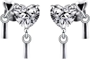 Moissanite Stud Earrings for Women with 18K White Gold Plated DF VVS Clarity Moissanite Diamond Stud Earrings Sterling Silver Heart Earrings