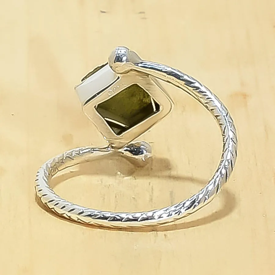 Moldavite Natural Rough Ring 92.5 Sterling Silver Handmade Jewelry With Certified Gemstone Handmade Rings (2)