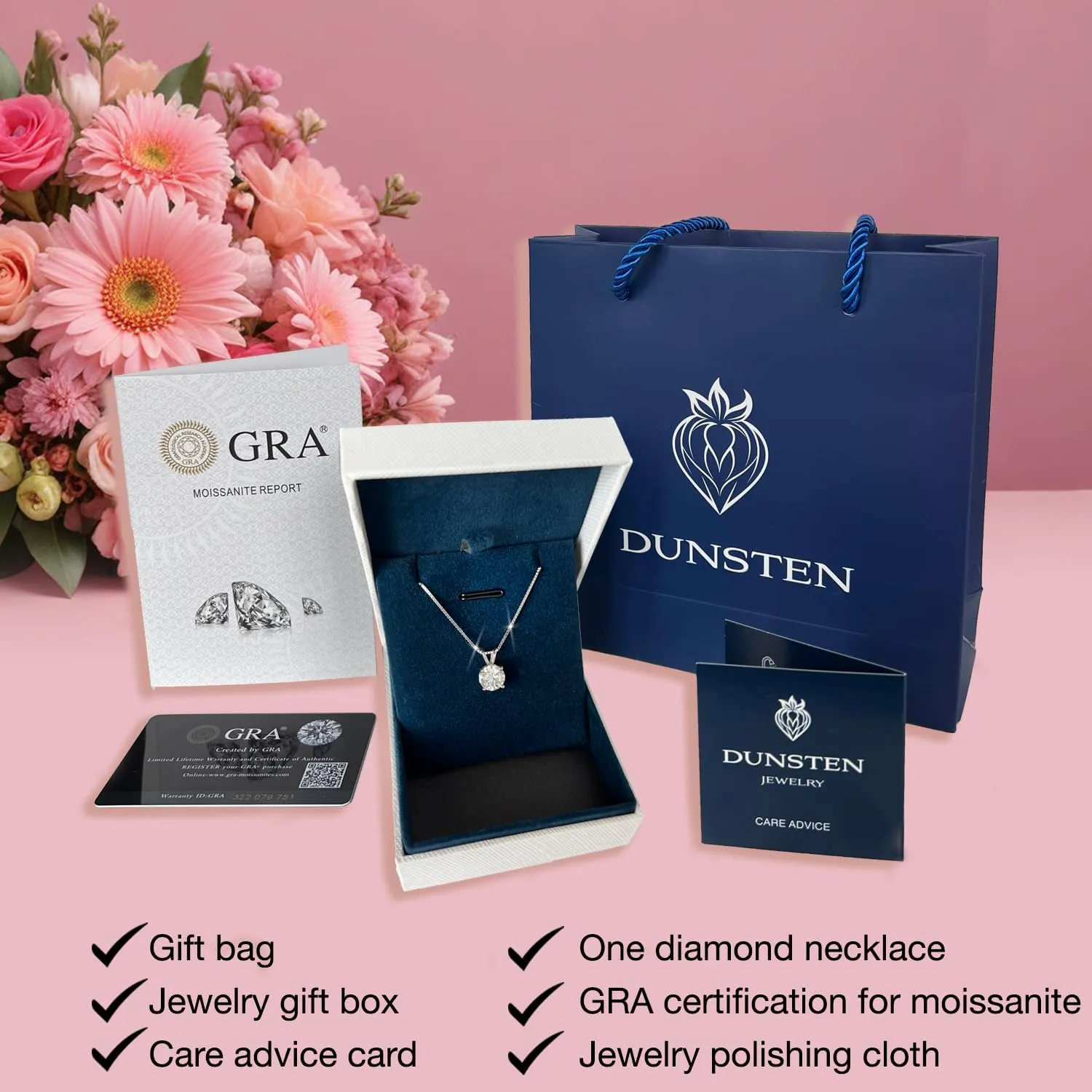 Mothers Day Gift for Mom, 1ct - 2.8ct Lab Diamond Necklace for Women, Lab-Grown Moissanite Pendant, 925 Sterling Silver Chain Adjustable Length 18   2, Jewelry Gift for Her, Wife, Girlfriend, or Grandma