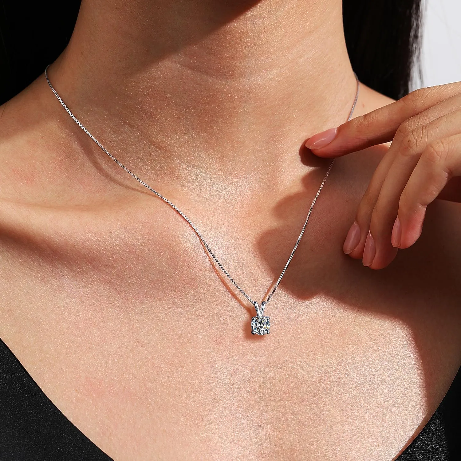 Mothers Day Gift for Mom, 1ct - 2.8ct Lab Diamond Necklace for Women, Lab-Grown Moissanite Pendant, 925 Sterling Silver Chain Adjustable Length 18   2, Jewelry Gift for Her, Wife, Girlfriend, or Grandma