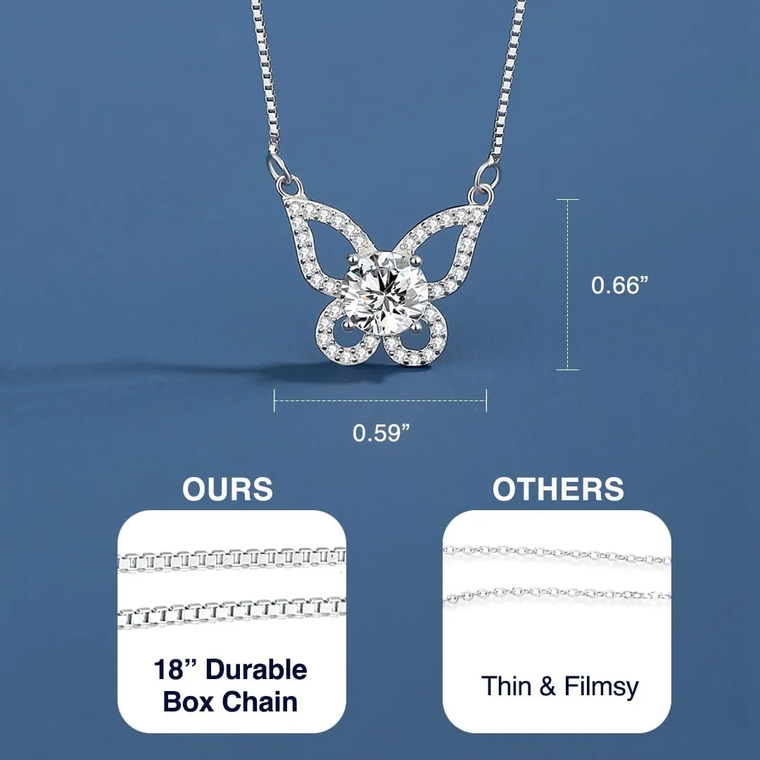 Mothers Day Gift for Mom, 1ct - 2.8ct Lab Diamond Necklace for Women, Lab-Grown Moissanite Pendant, 925 Sterling Silver Chain Adjustable Length 18   2, Jewelry Gift for Her, Wife, Girlfriend, or Grandma