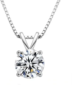 Mothers Day Gift for Mom, 1ct - 2.8ct Lab Diamond Necklace for Women, Lab-Grown Moissanite Pendant, 925 Sterling Silver Chain Adjustable Length 18   2, Jewelry Gift for Her, Wife, Girlfriend, or Grandma