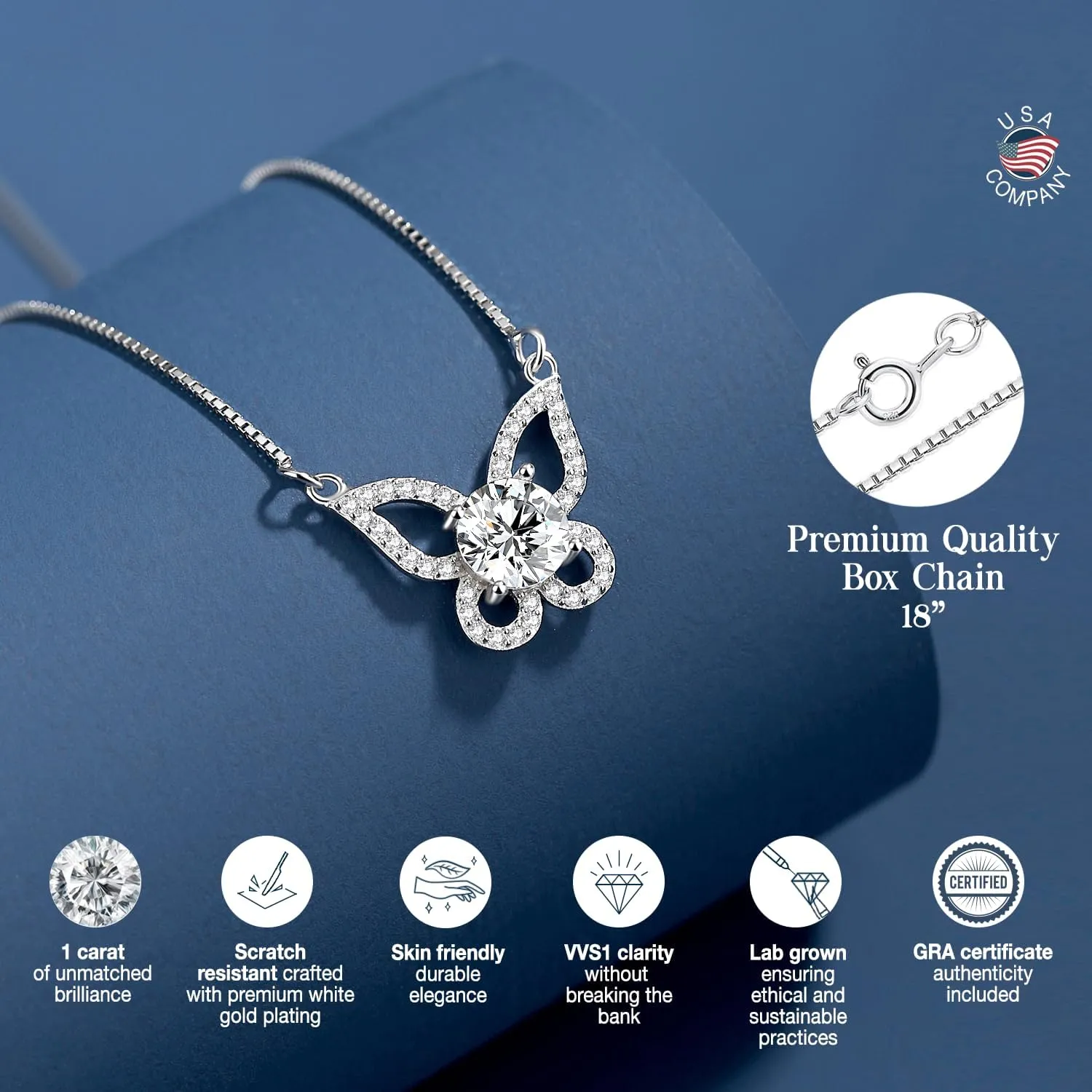 Mothers Day Gift for Mom, 1ct - 2.8ct Lab Diamond Necklace for Women, Lab-Grown Moissanite Pendant, 925 Sterling Silver Chain Adjustable Length 18   2, Jewelry Gift for Her, Wife, Girlfriend, or Grandma