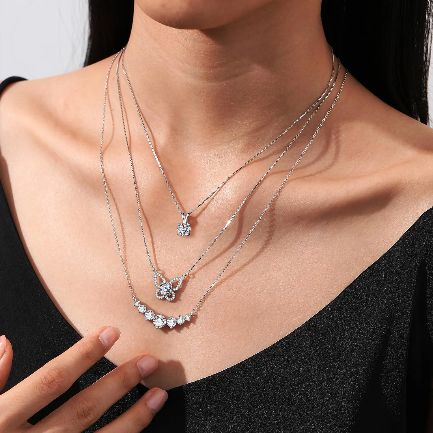 Mothers Day Gift for Mom, 1ct - 2.8ct Lab Diamond Necklace for Women, Lab-Grown Moissanite Pendant, 925 Sterling Silver Chain Adjustable Length 18   2, Jewelry Gift for Her, Wife, Girlfriend, or Grandma