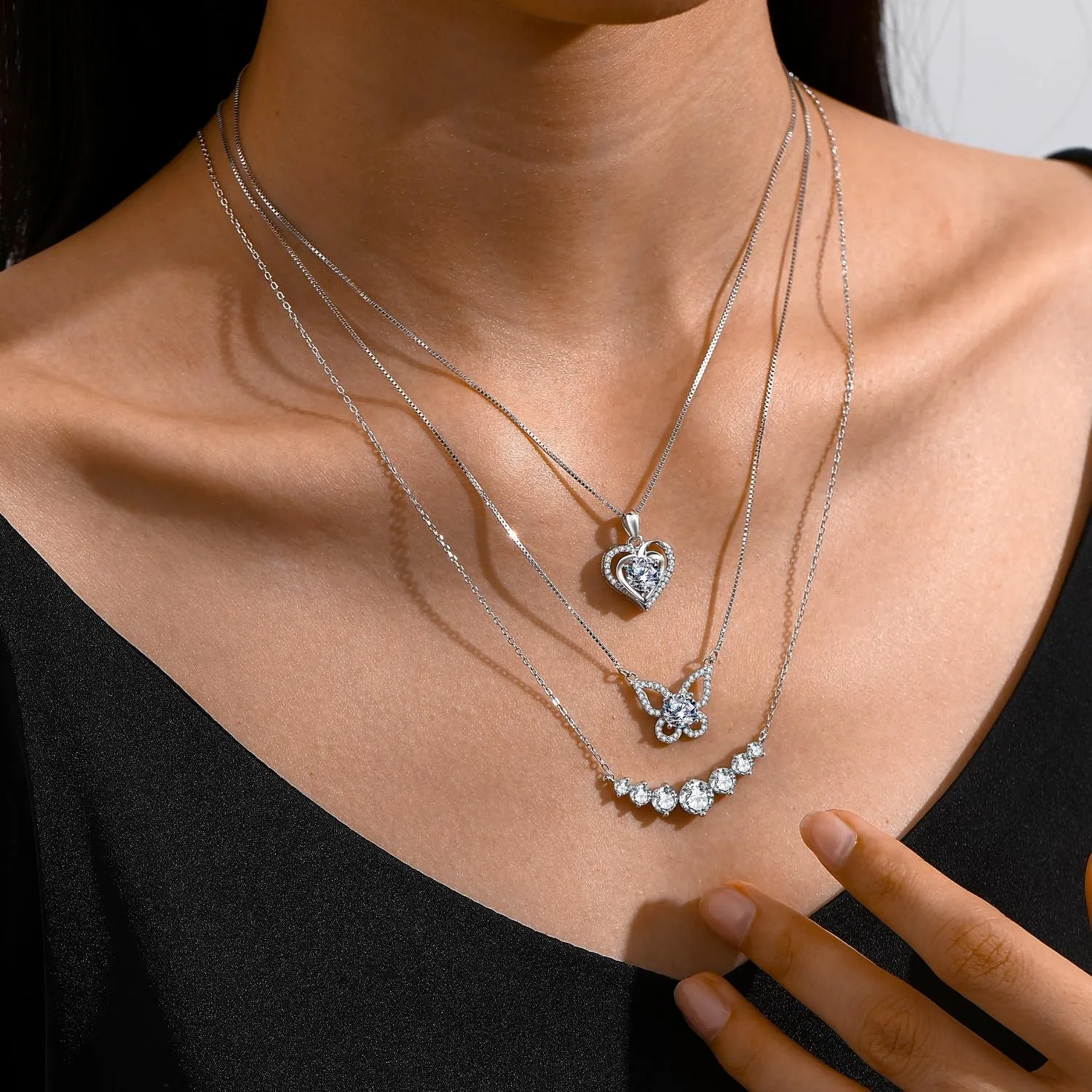 Mothers Day Gift for Mom, 1ct - 2.8ct Lab Diamond Necklace for Women, Lab-Grown Moissanite Pendant, 925 Sterling Silver Chain Adjustable Length 18   2, Jewelry Gift for Her, Wife, Girlfriend, or Grandma