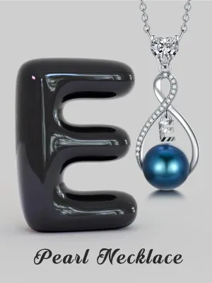 Mothers Day Gifts for Wife Sterling Silver Black Freshwater Peartl A-Z Initial Pendant Necklace Infinity Letter Jewelry Christmas Birthday Gifts for Women Her Mom