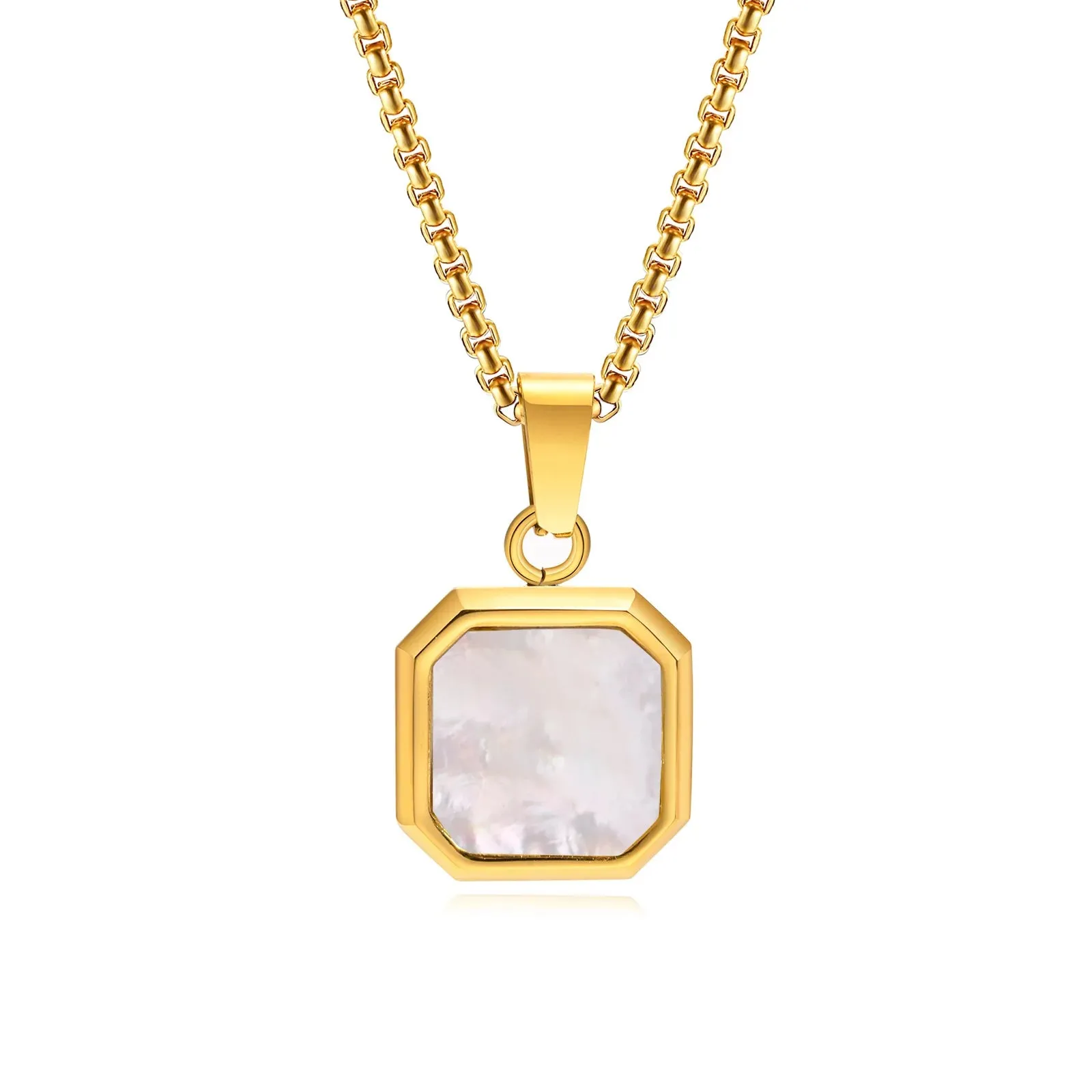 Mprainbow Mens Square Natural Stone Necklaces
