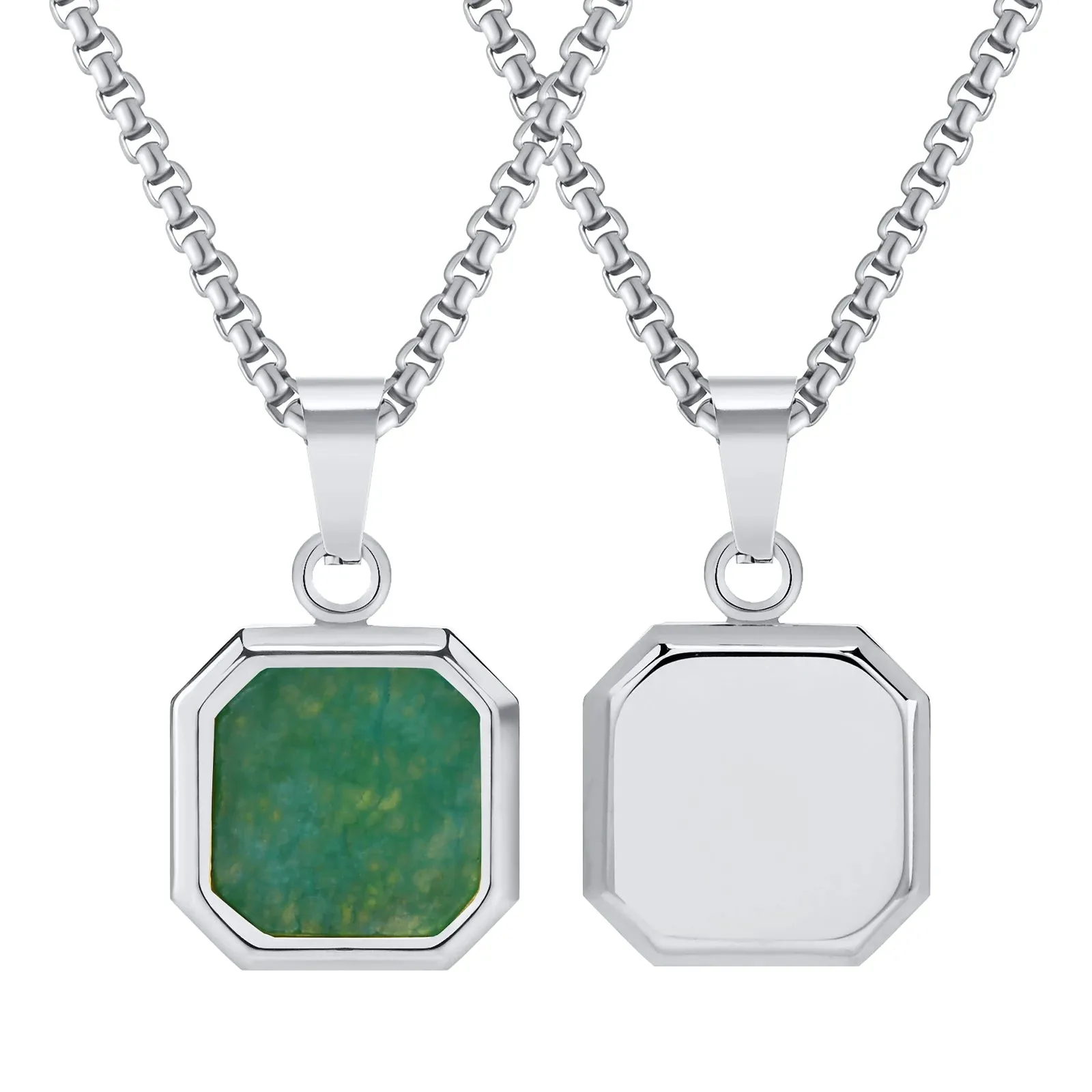 Mprainbow Mens Square Natural Stone Necklaces