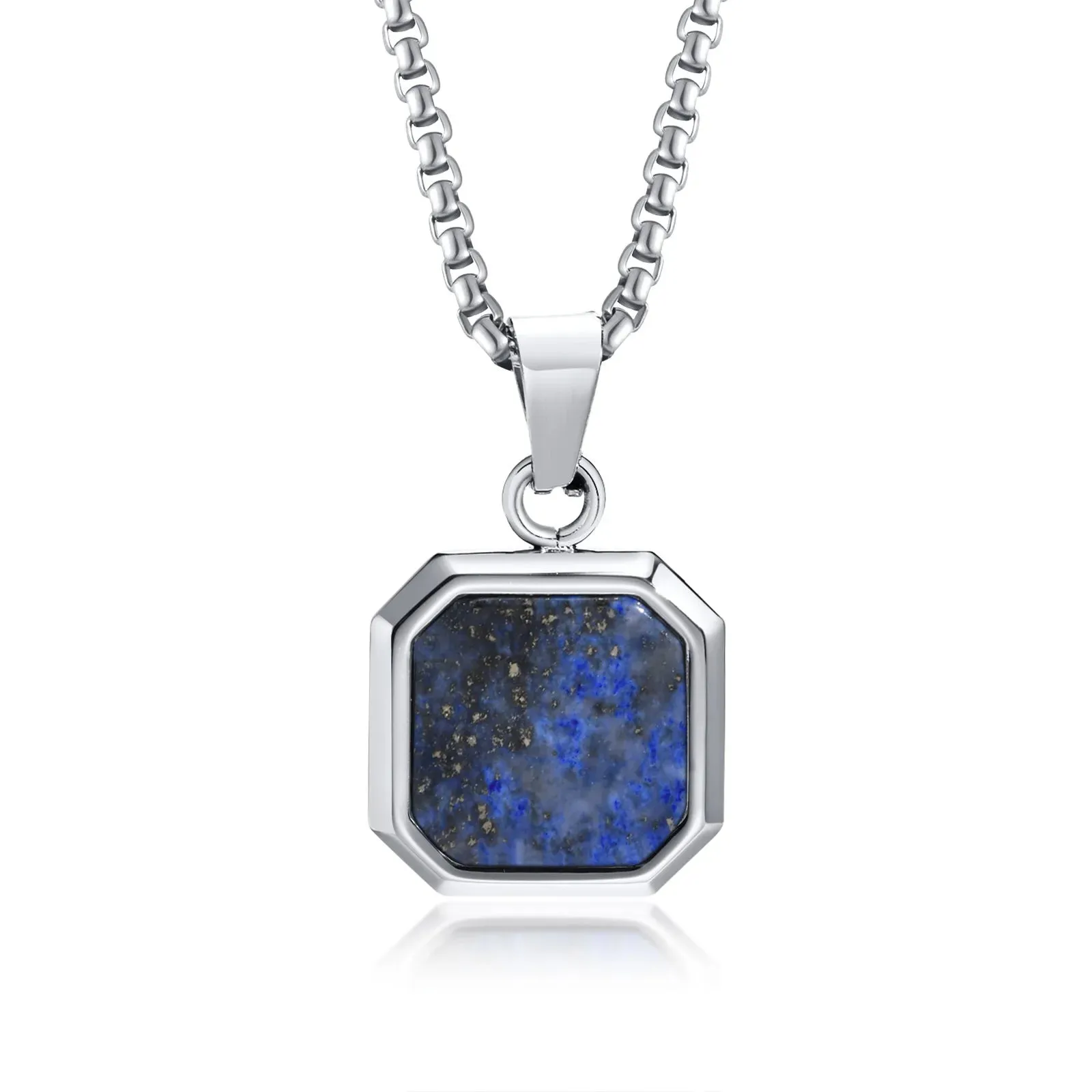 Mprainbow Mens Square Natural Stone Necklaces