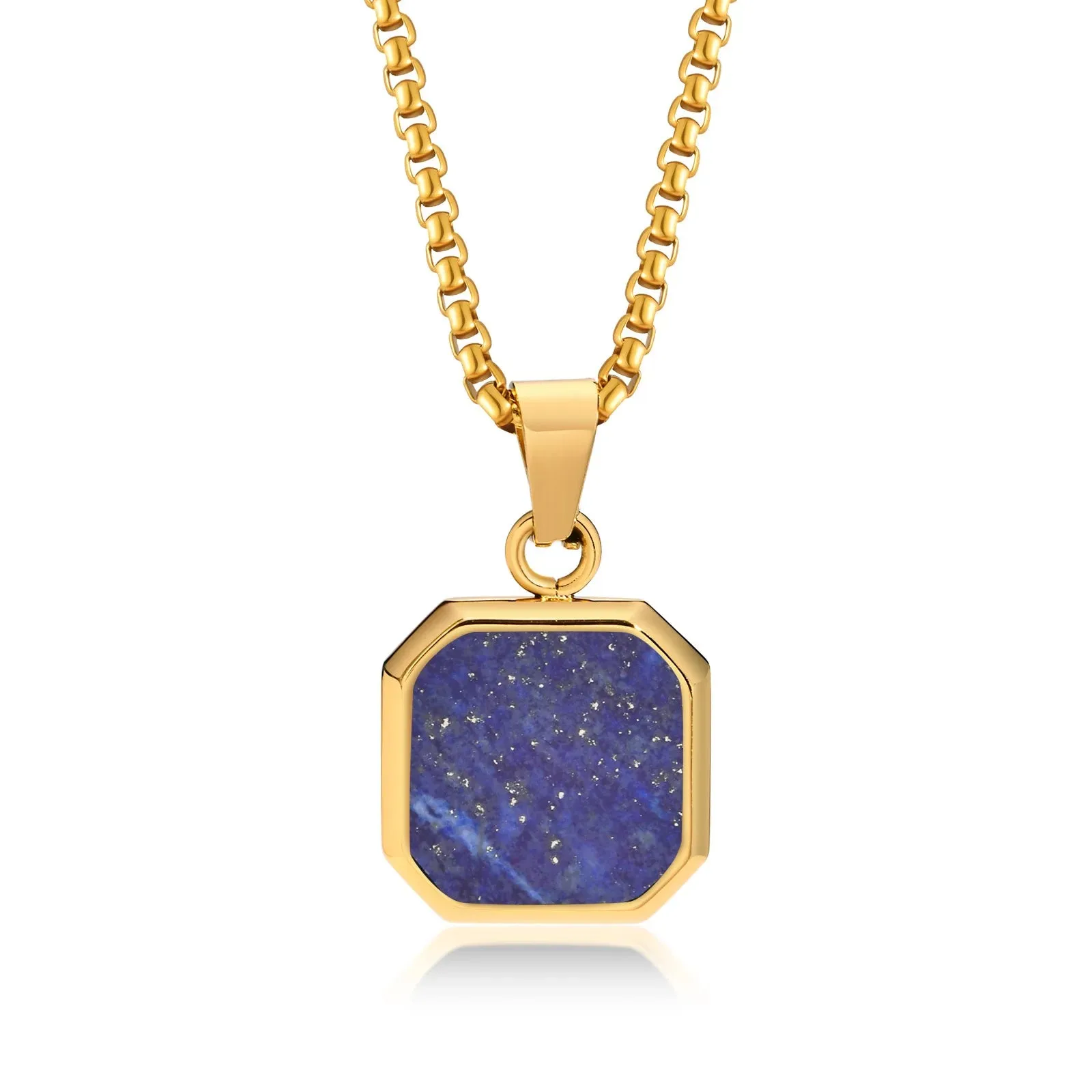 Mprainbow Mens Square Natural Stone Necklaces