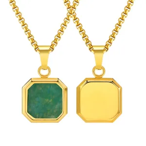 Mprainbow Mens Square Natural Stone Necklaces