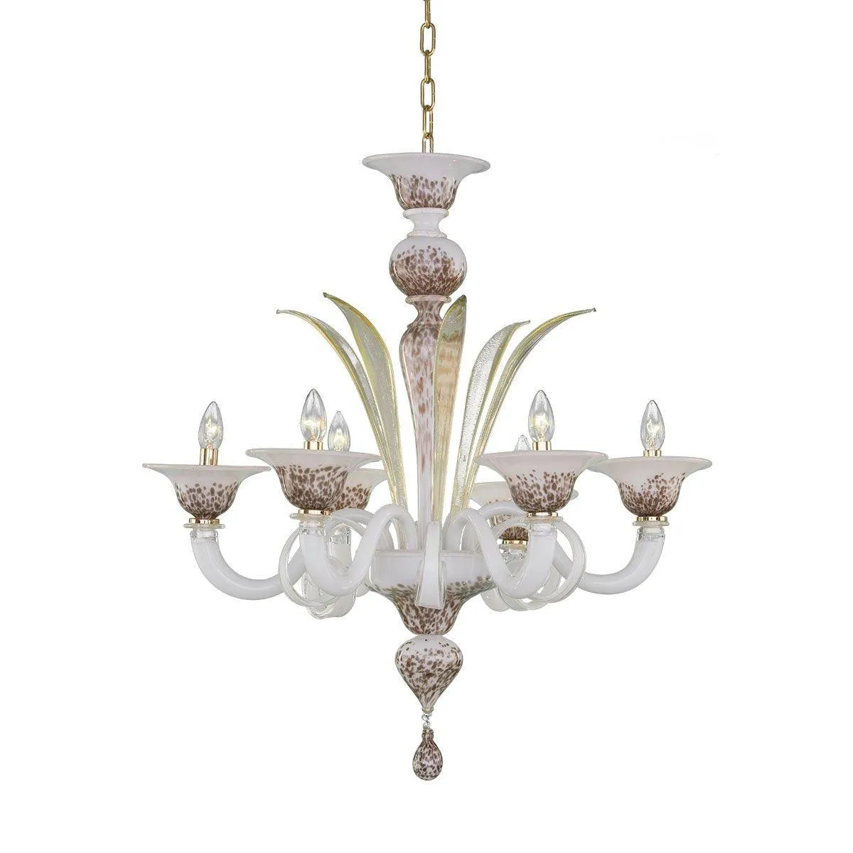 Murano Chandelier - 6 Bulbs - White brown