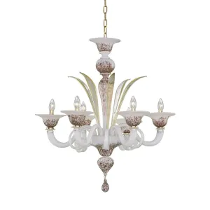 Murano Chandelier - 6 Bulbs - White brown