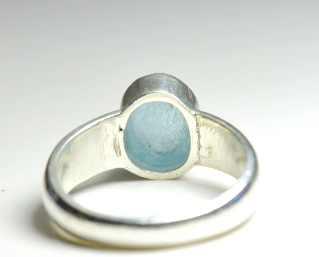Natural Aquamarine Silver Ring for Men 3 Carat Oval Birthstone Size 4,5,6,7,8,9,10,11,12,13