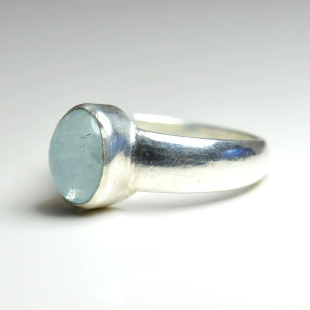 Natural Aquamarine Silver Ring for Men 3 Carat Oval Birthstone Size 4,5,6,7,8,9,10,11,12,13