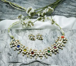 Navratan Stone Embellished Kundan Choker Set