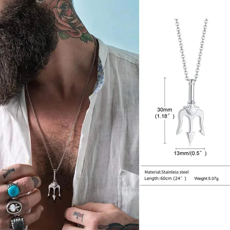 Necklace Man,Neptune Trident Pendant Necklace