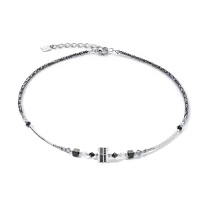 Necklace Square Stripes silver-black