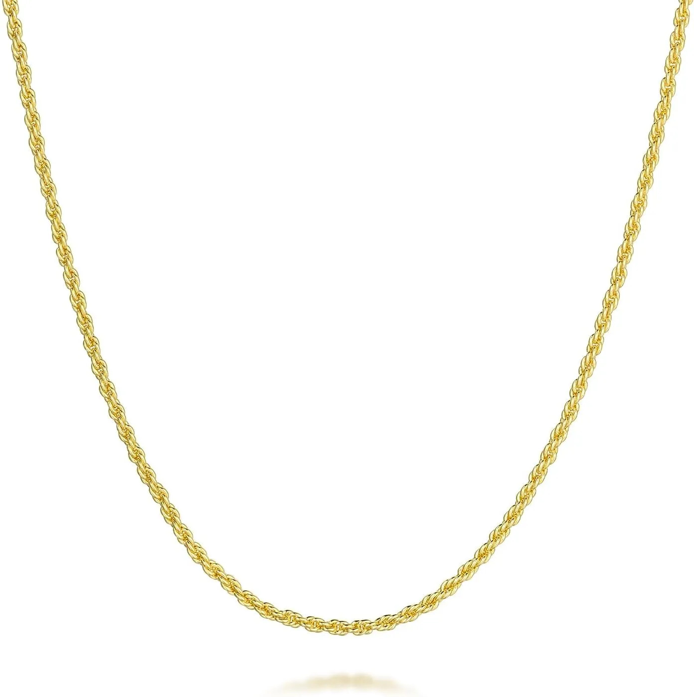 Necklaces 14k Gold Necklace for Women & Men 1.5mm Rope Chain for Women Dainty Gold Chain for Men Non-Tarnish Necklace Unisex Sizes 16-26 Inches