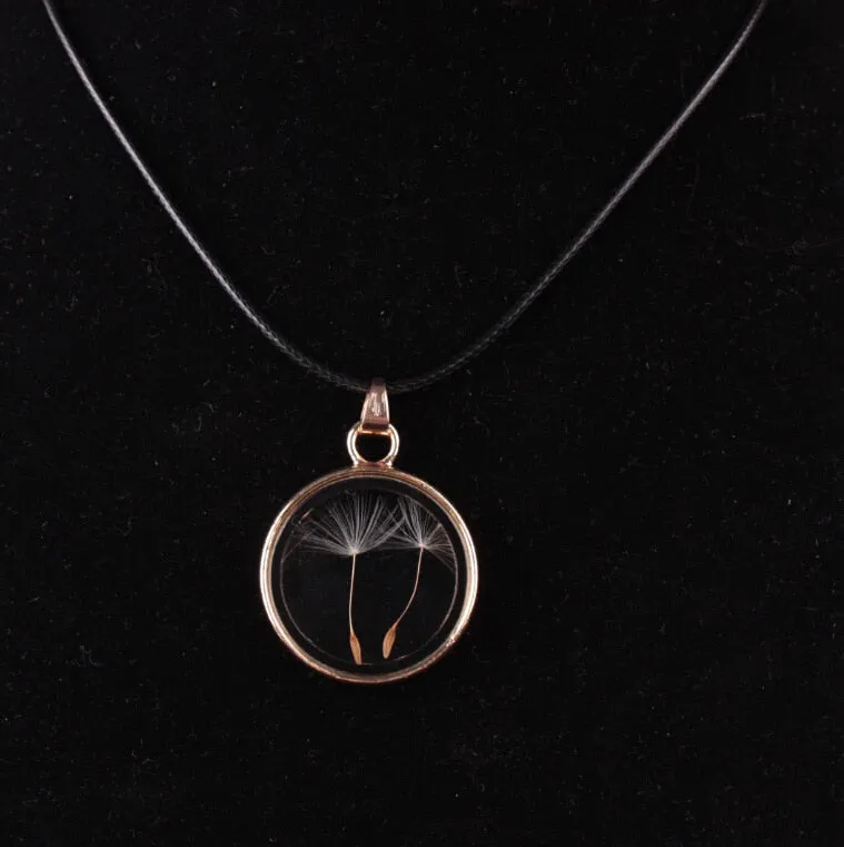 New arrival real four leaf clovers pendant necklace natural dandelion