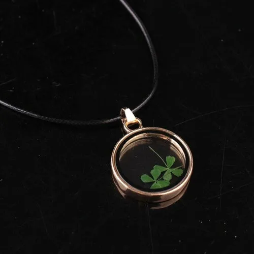 New arrival real four leaf clovers pendant necklace natural dandelion
