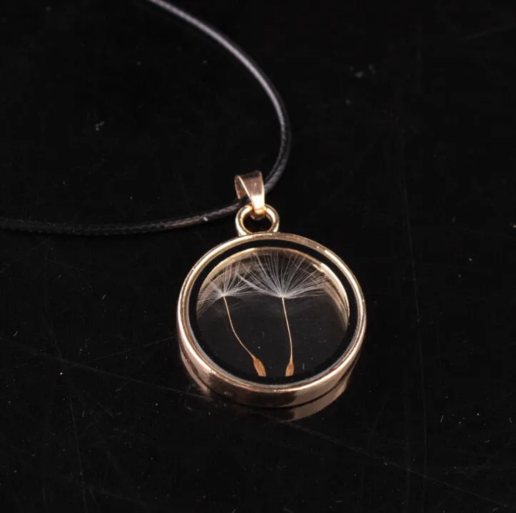 New arrival real four leaf clovers pendant necklace natural dandelion