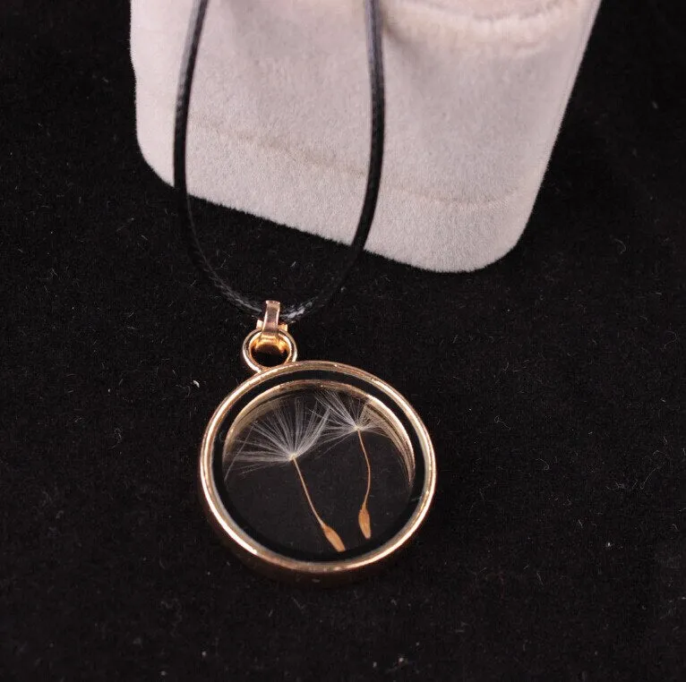 New arrival real four leaf clovers pendant necklace natural dandelion