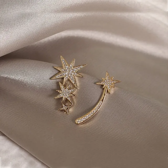 New Star Moon Earrings Korean Version Asymmetrical High Sense Earrings