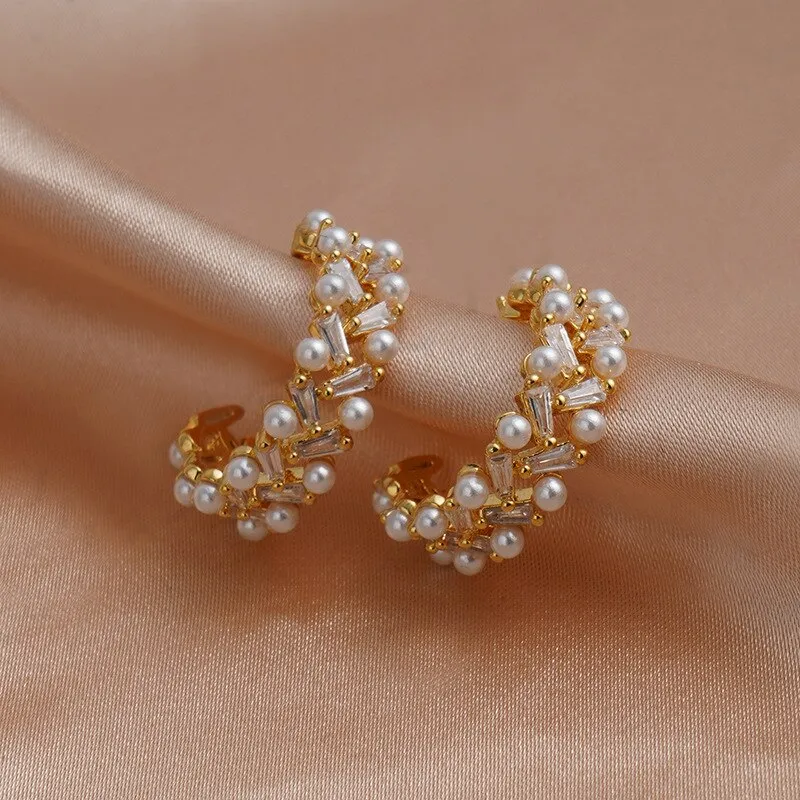 New Vintage Japan Korean exquisite Clip on Hoop Earrings
