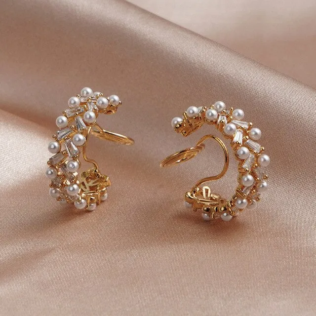 New Vintage Japan Korean exquisite Clip on Hoop Earrings
