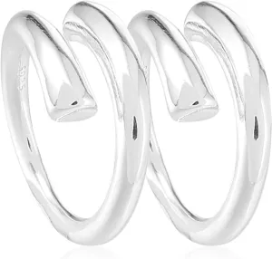 NOLITOY 2Pcs Simple Adjustable Open Rings for Women Silver Finger Rings Lightweight and Versatile Jewelry present for Any Occasion Fashionable Design for Daily Wear