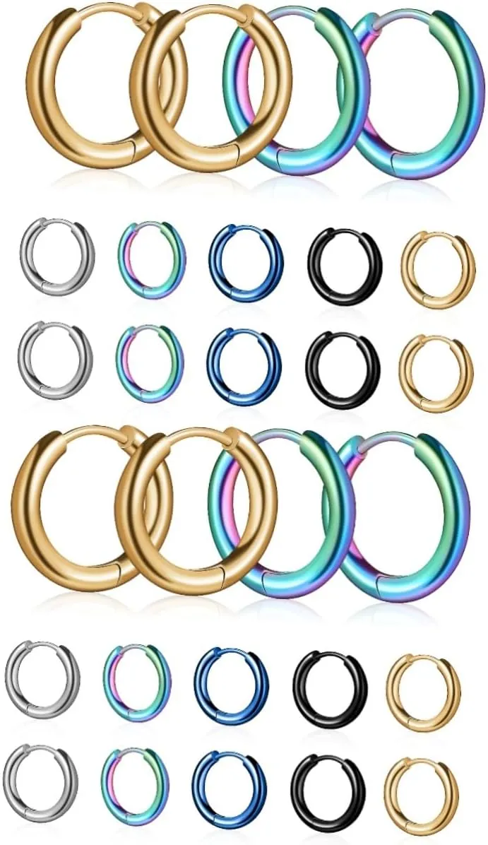 NOLITOY 2sets Gold/Silver Plated Hoop Earrings for Men and Women Minimalist Circle Earrings 5pairs*2