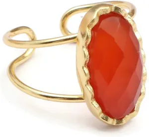 Orange Carnelian Rings Single Stone Handmade Gemstone Gold Plated Adjustable Rings Available 5,6,7,8,9