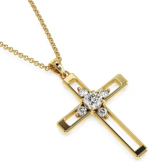 ORORO JEWELRY Gold Cross, Gold Plated Diamond Cross Necklace with Lab Grown Diamonds, Birthday Gift, Crucifix Necklace, Gold Cross Tarnish Free S925 Sterling Silver