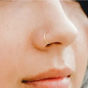 Pack of 6 Simple Golden Nose Rings For Girls 8mm