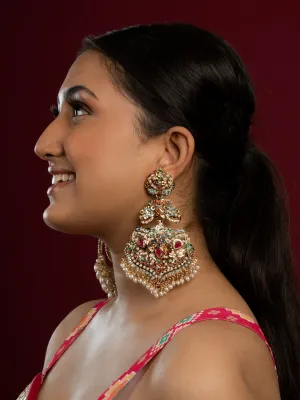 Pankh Chaandbali Navratan Classic Jadau Earrings