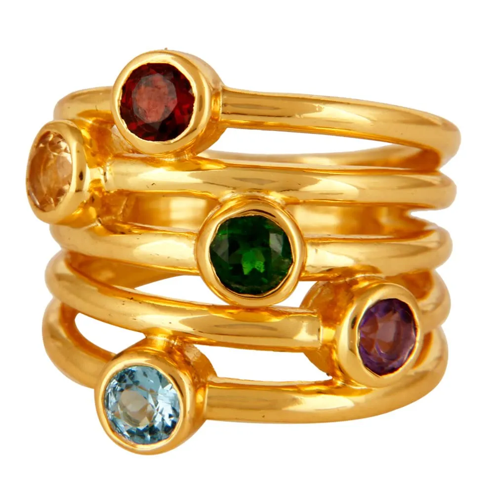 PANOPLY GEMSTONE RING - Rings - multi birthstone ring - eternity band - multi gemstone ring - stacking birthstone ring - stacking rings (multi gemstone gold, 10)