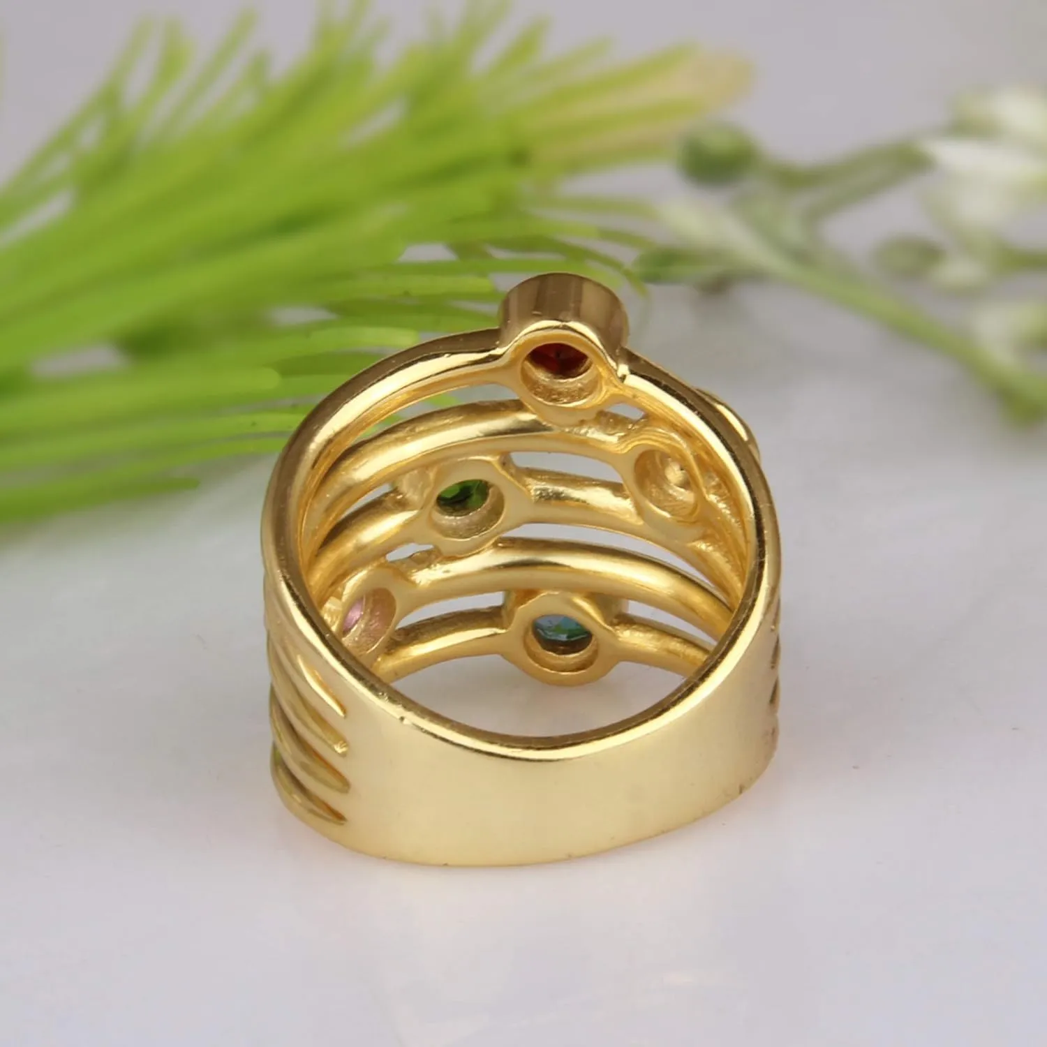 PANOPLY GEMSTONE RING - Rings - multi birthstone ring - eternity band - multi gemstone ring - stacking birthstone ring - stacking rings (multi gemstone gold, 10)
