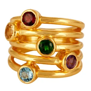 PANOPLY GEMSTONE RING - Rings - multi birthstone ring - eternity band - multi gemstone ring - stacking birthstone ring - stacking rings (multi gemstone gold, 10)