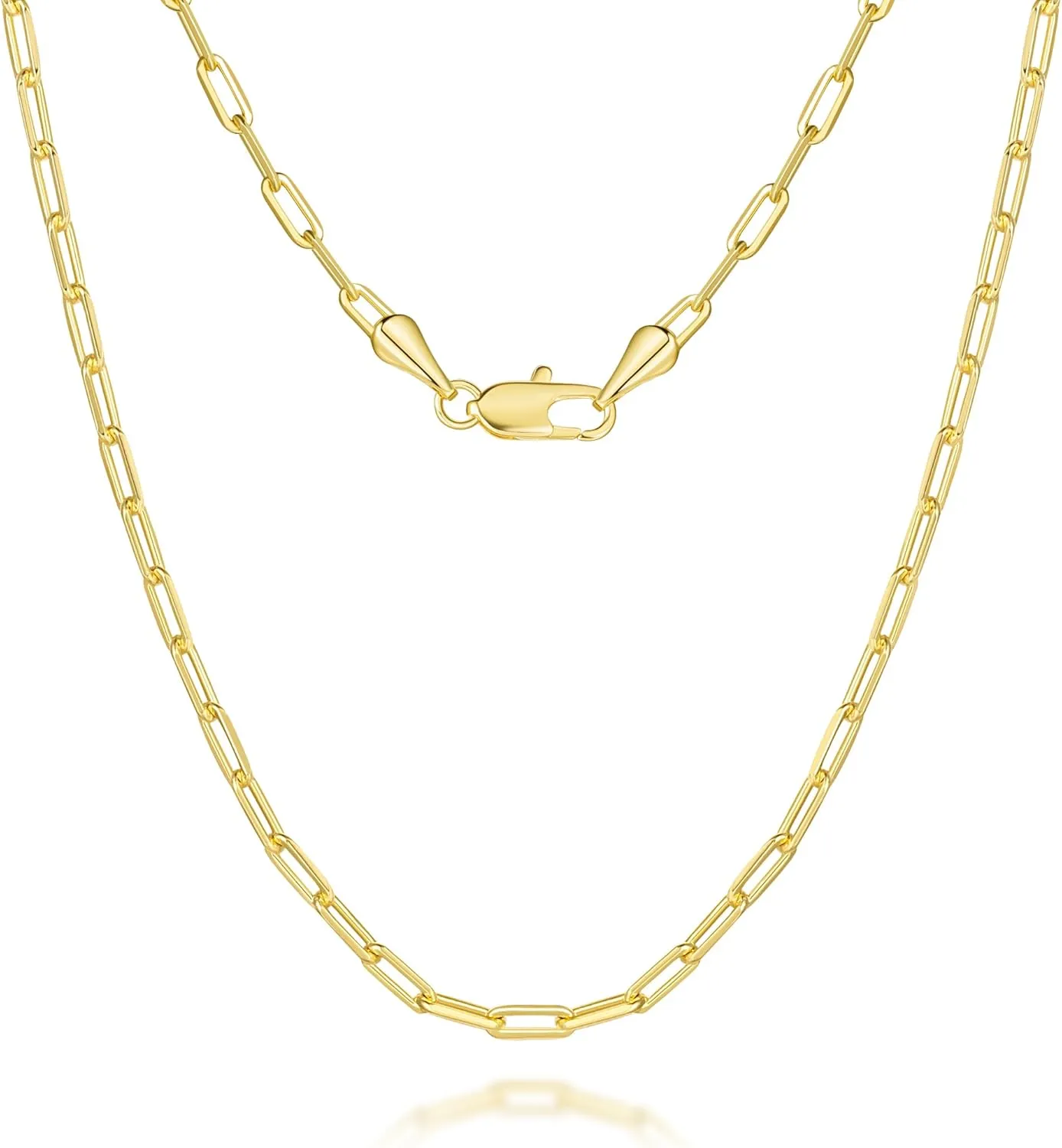 Paperclip Chain Necklace 14K Gold Necklace for Women 3mm Gold Chains Necklaces for Women & Men Non Tarnish Chain 16-26 Inches