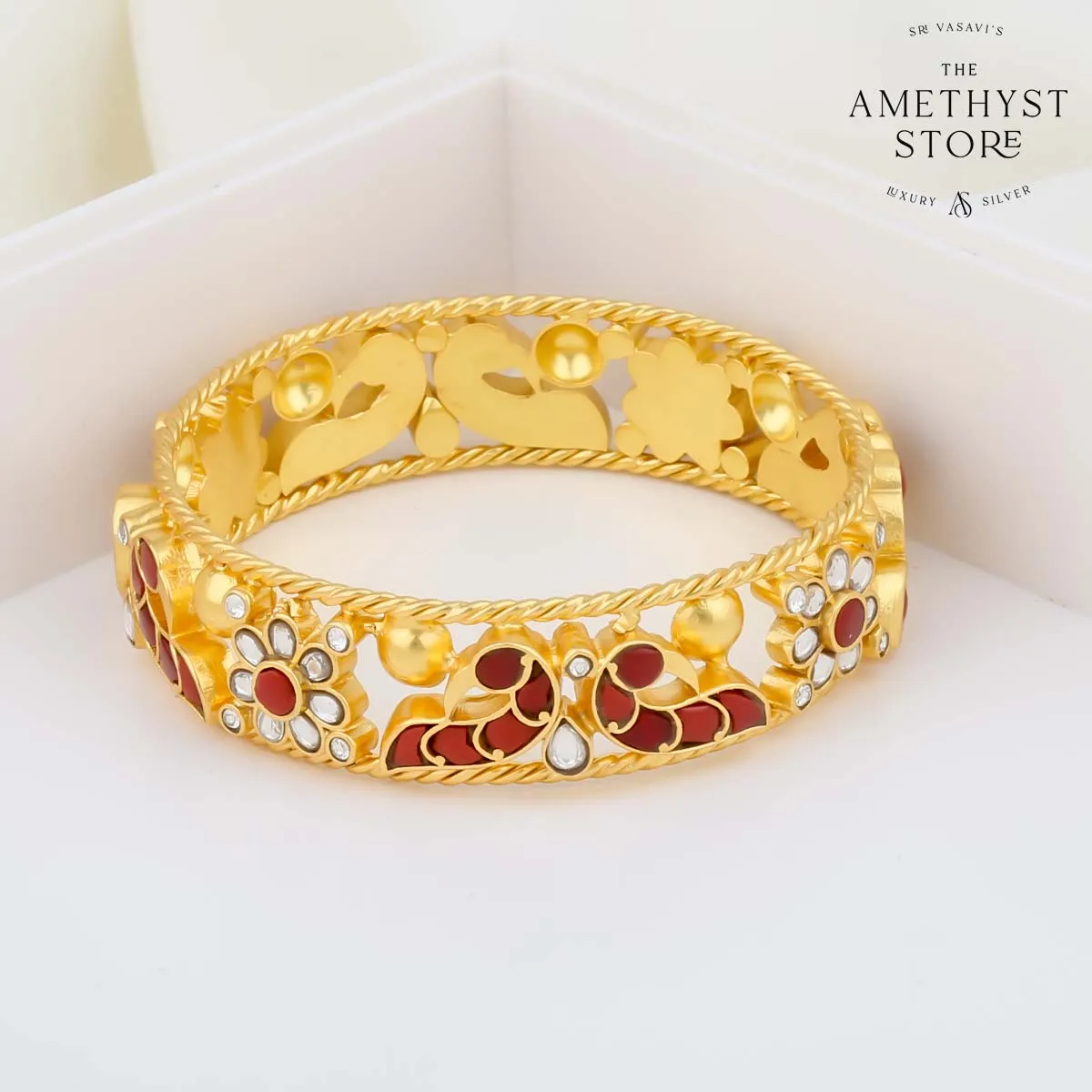 Pavoon Kundan Single Bangle