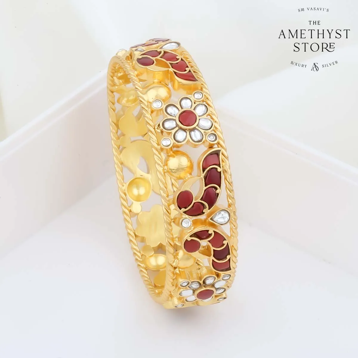 Pavoon Kundan Single Bangle
