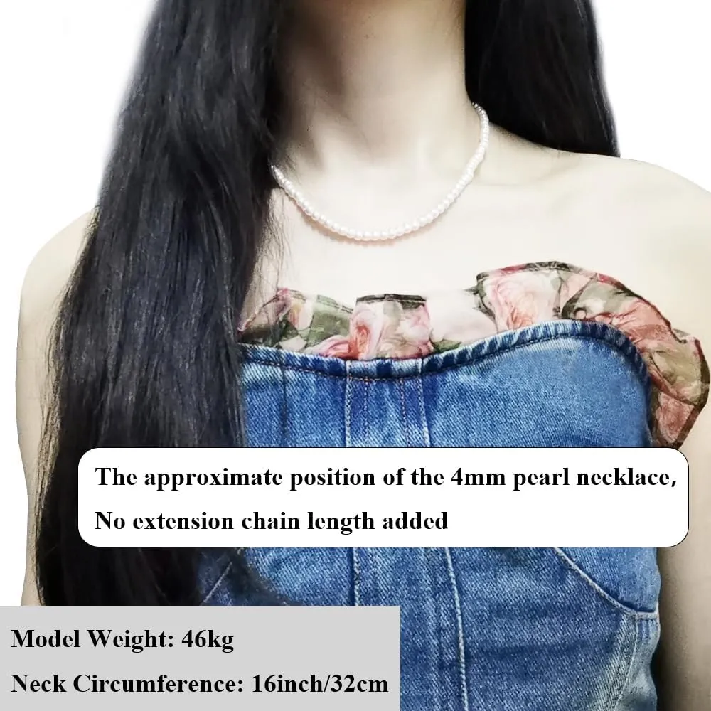 Pearl Choker Necklace for Women, 4/6/8/10mm White Imitation Pearl Necklace, Round Faux Glass Pearl Necklace, Pearl Necklace, Elegant Wedding Parties Pearl Necklace